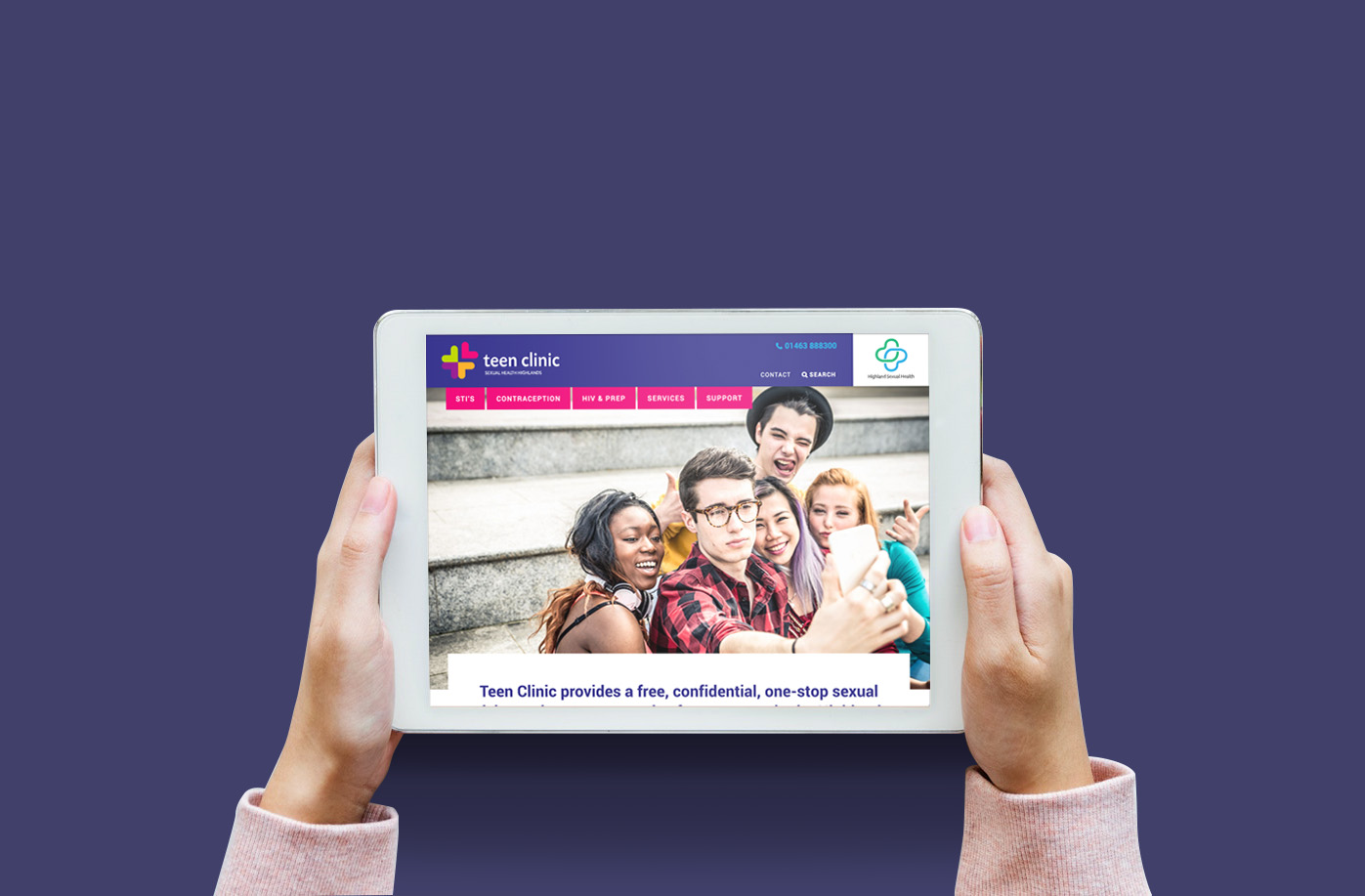 Teen Clinic Website on iPad